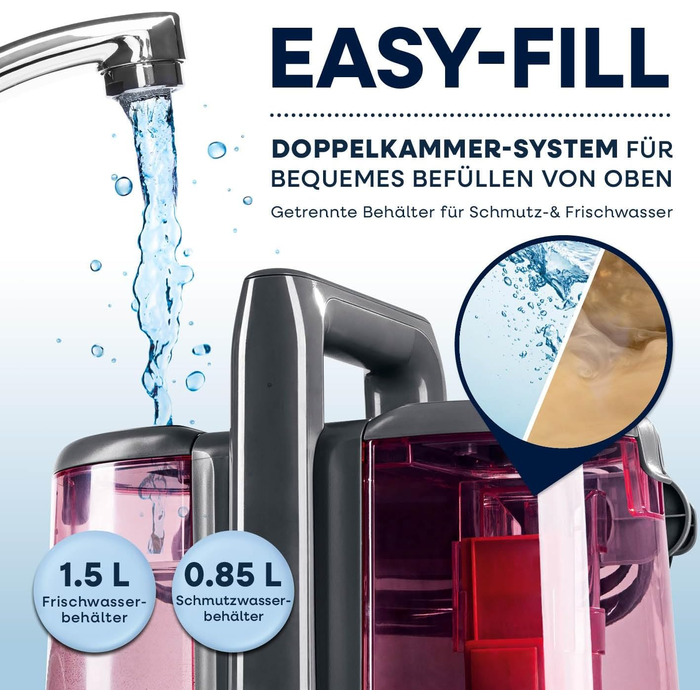 CLEANmaxx Професійний мийкий пилосос для килимів та м'яких меблів Pro Power 600W | 3 в 1: миття, чистка килимів та м'яких меблів, видалення локальних забруднень | Для килимів, авто, диванів, м'яких меблів