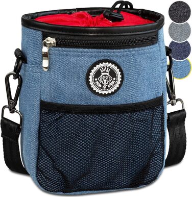 Преміум сумка для ласощів для собак HUND IST KÖNIG - універсальна, містка, з дозатором для відходів та E-book, блакитна (16 x 18 x 6 см)