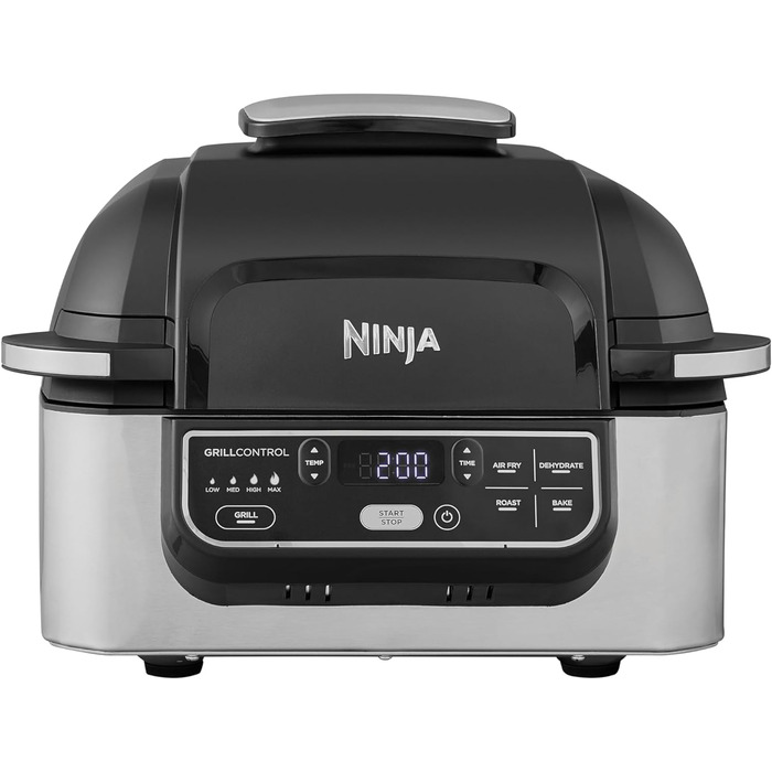 Ninja Foodi Grill & Air Fryer, 5.7L Air Fryer, Air Fryer, Dishwasher-Safe Parts, 5-in-1, Black/Silver AG301EU Grill & Air Fryer 5.7L Black/Silver