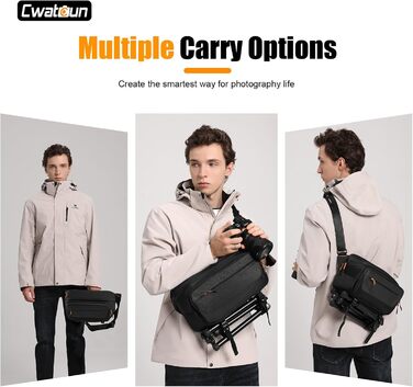 Чорна фотосумка Cwatcun для фотографів з кріпленням для штатива, водонепроникна (M)