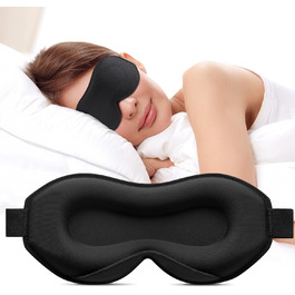 Маска для сну Umisleep для тих, хто спить на боці, з 3D-кишеньками для очей та регульованим гумовим ремінцем, блокує світло та дихає, підходить для чоловіків та жінок, для подорожей та йоги, чорна