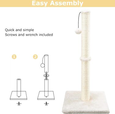 Котячий будиночок Dimaka 86,4 см: високий когтетоп з сизалю та інтерактивною іграшкою для котів