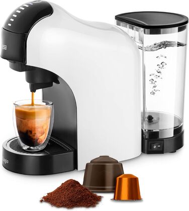 Ufesa Bellagio 3-in-1 Multi-Capsule Coffee Machine for Nespresso Original Capsule, Dolce Gusto, or Ground Coffee, Digital Touch Panel with 7 Levels, 1 L Water Tank, 1400 W, 15 Bar Pressure, Compact