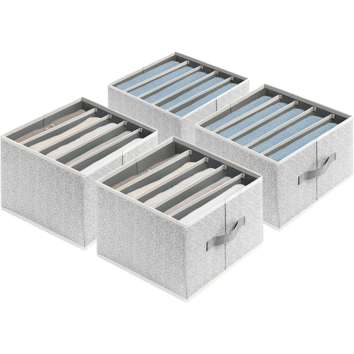 4 Piece Drawer Organizer, Jeans Closet Organizer, Foldable Storage Box with Compartments for Storing Clothes, Jeans, Shirts, Blankets, Underwear (12in. 4 Pack, Assorted)