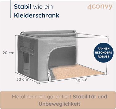 Органайзер для одягу 4CONVY: коробка для зберігання з блискавкою та металевим каркасом (3x24L, темно-сірий) - покращений матеріал 2024