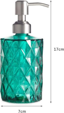 Дозатор для мила Ekirlin зі скла, 340 мл, для кухні та ванної кімнати, з нержавіючою сталевою помпою, підходить для мила, олій, шампуню (темно-сірий, зелений)