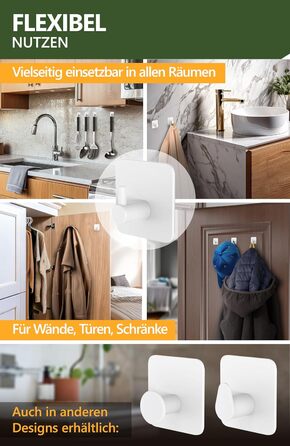 Набір гачків для рушників 4smile, 6 шт. без свердління, з нержавіючої сталі, для ванної кімнати, водонепроникні, самоклеючі