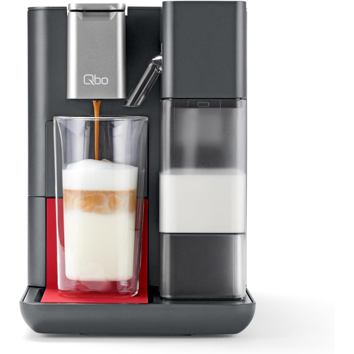 Tchibo Qbo MILK MASTER Premium Capsule Machine for Cappuccino, Espresso, Caffè Crema, Caffè Grande, Milk Foam at the touch of a button with a removable 300ml milk tank, with automatic shut-off, Lipstick Red