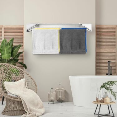 Сушарка для білизни настінна Vonia Wandtrockengestell 100x50 см, біла, складана, для ванної, балкона, квартири