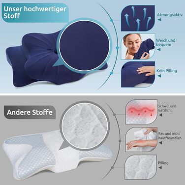 DONAMA Memory Foam Pillow Ergonomic Neck Pillow Head Pillow Side Sleeper Pillow for Side, Back & Stomach Sleepers