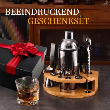 Набір шейкер для коктейлів Barkeeper Set, професійний набір барного інвентарю з нержавіючої сталі, чорний