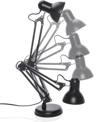 Ретро настільна лампа для робочого столу з гнучким регулюванням, LED, чорна