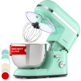 Klarstein 5L Stand Mixer - 2000W Kitchen Machine with Dough Hook & Whisk - 6 Speed Universal Mixer for Baking & Cooking (Green)