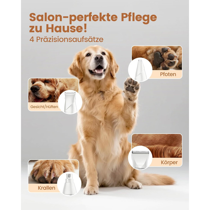 Набір 4 в 1 для стрижки собак: стрижка, триммінг, шліфування кігтів. Підходить для собак та котів. Безшумна модель для грумінгу.