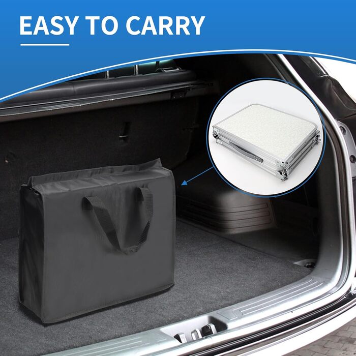 Складаний туристичний стіл CPROSP 90x40 см, регульована висота 26-70 см, срібний