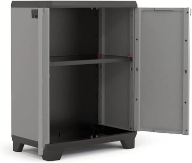 Keter Stilo Plastic Cabinet, tall, WxDxH: 68x39x173cm, gray/black/red, including 3 adjustable shelves (max. load capacity of 15kg each) (Base cabinet)