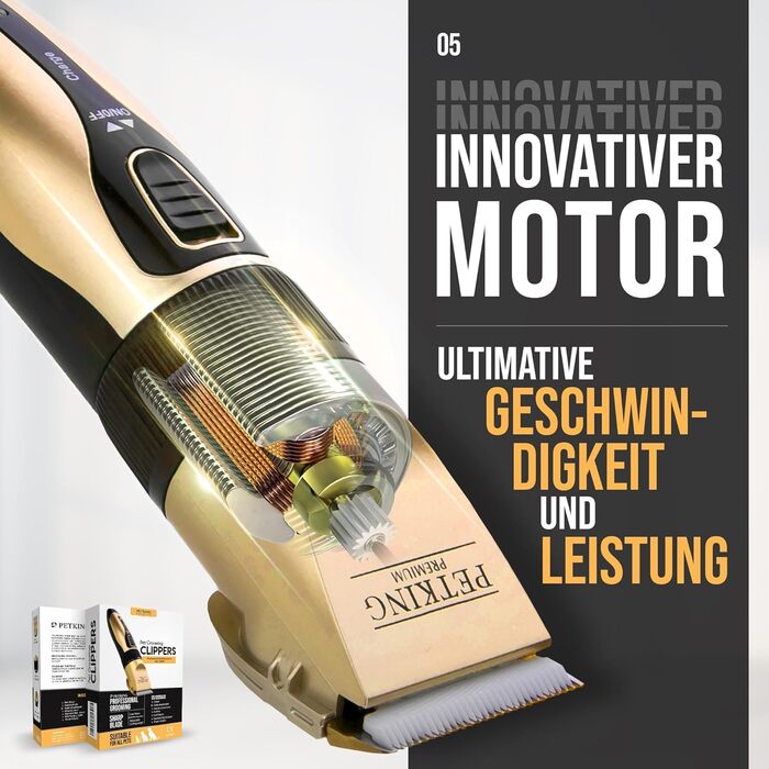 Набір для стрижки собак та котів: професійний триммер для густого хутра з низьким рівнем шуму, золотий