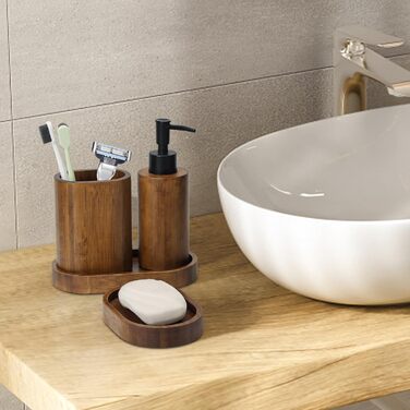 Набір аксесуарів для ванної кімнати, 4 шт., бамбук, карбонізований, ручної роботи, японський стиль