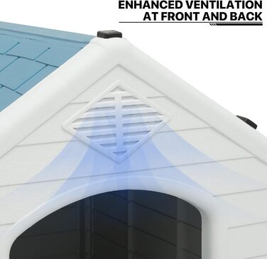 MoNiBloom Будка для собак: ізольована, водонепроникна, для будь-яких розмірів, з вентиляцією та піднятим дном, для дому та вулиці, пластик, легка збірка