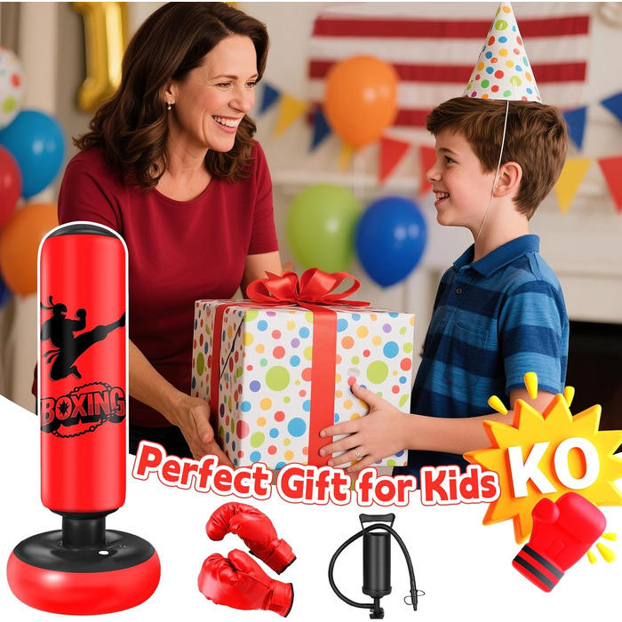 Дитячий боксерський мішок Qoosea для дітей 6-12 років, 160 см, з рукавичками. Підходить для карате, кікбоксингу, тхеквондо, MMA. Чудовий подарунок для хлопчиків та дівчаток