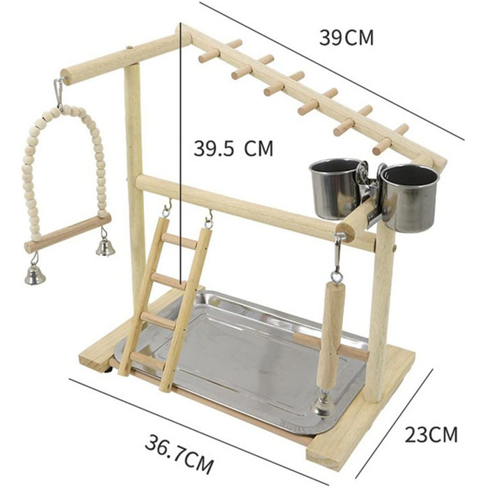 Bird Playground, budgie toys, bird stand, bird gym, bird accessories, playground, ladder, exercise pen with feeder cups, tray, swing for parakeets, canaries, finches, etc. #9