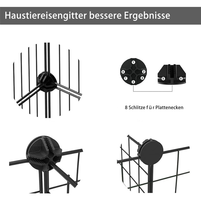 Ворота для сходищ, огорожі для домашніх тварин, ворота для собак, дротяні ворота, загородження для собак, портативне собаче вольєр для маленьких собак з сіткою (90 x 60 см) (6 шт.)
