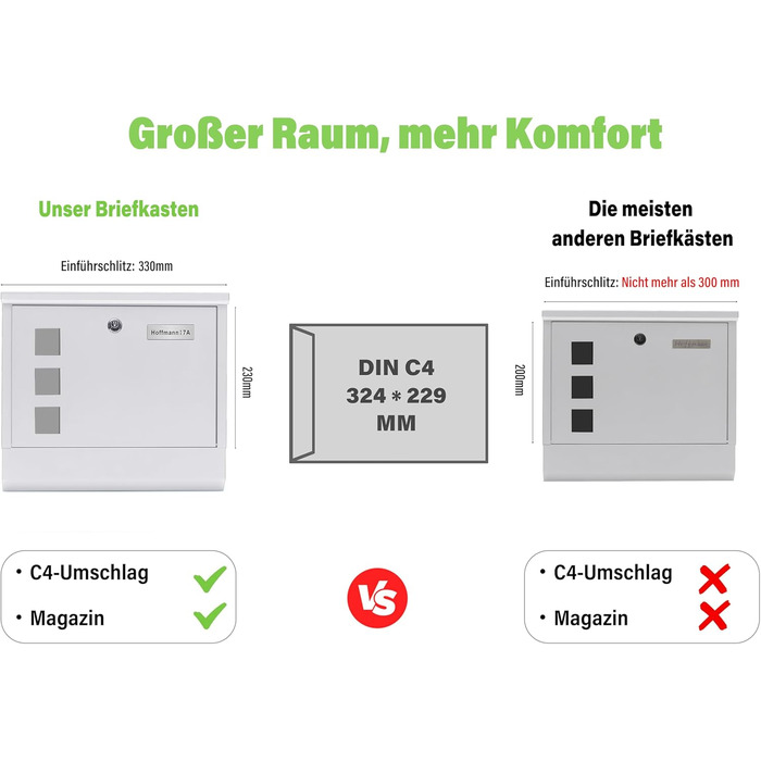 Поштовий ящик Zedelmaier Anthrazit RAL 7016 з газетницею та індивідуальним табличкою з нержавіючої сталі та 3D номером будинку, сучасний, стійкий до погодних умов, подвійне порошкове покриття