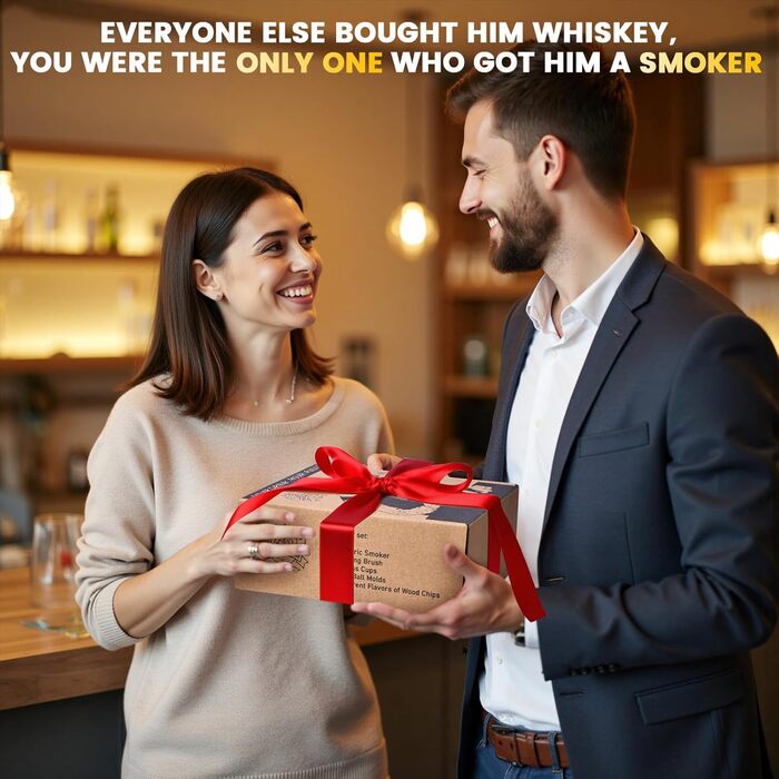 Електричний набір для копчення віскі з 2 склянками, 6 смаків дерев'яної стружки, 2 форми для кубиків льоду, для коктейлів Bourbon Old Fashioned, подарунок для чоловіків, батьків, коханих, без бутану