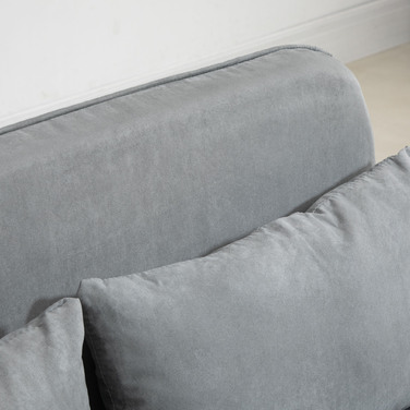 HOMCOM 2-Seater Sleeper Sofa with Bed Function & Cushion, Adjustable Sofa, up to 150kg, Light Grey | Aosom