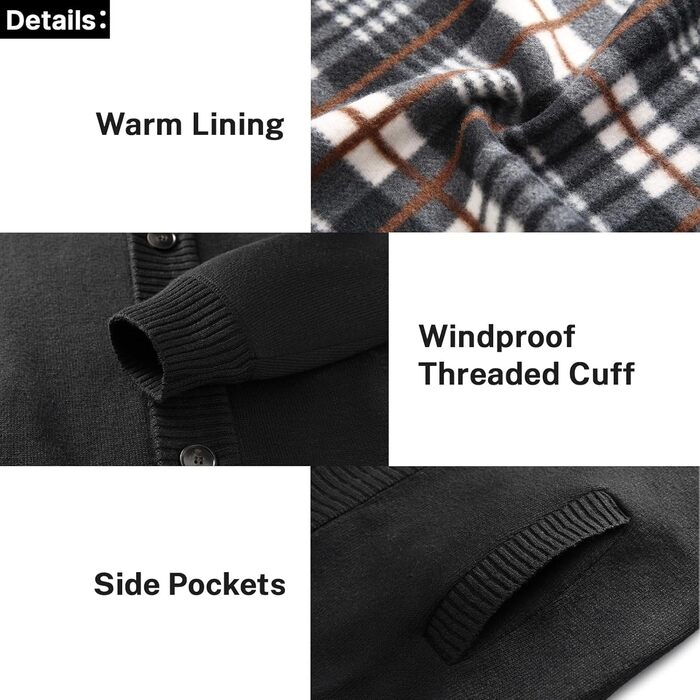 Чоловіча тепла куртка-трак з кишенями, однорядна, осінньо-зимова модель (Чорний, S)