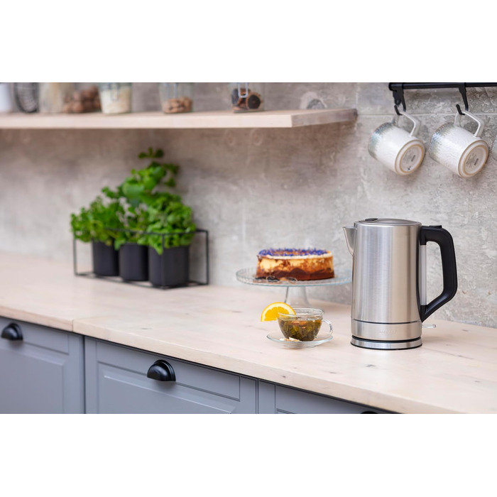 Електричний чайник MPM MCZ-85/G1, 1.7 л, без BPA, бездротовий, 360° поворотна база, антинакипний фільтр, автовимкнення, чорний, 2200W (сталь)