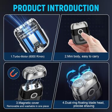 Електричний гоління для чоловіків Flintronic, водонепроникний, багатофункціональний, USB-C, 120 хв, чорний