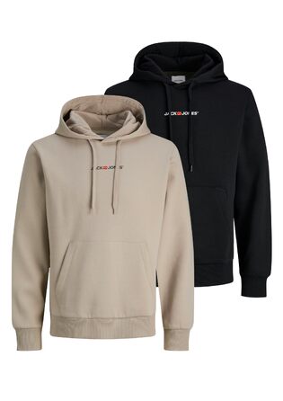 Набір чоловічих худі JACK & JONES (2 шт.) — бавовняний світшот з каптуром, вуличний одяг для відпочинку, кольори: чорний, темно-зелений/бежевий, розмір M