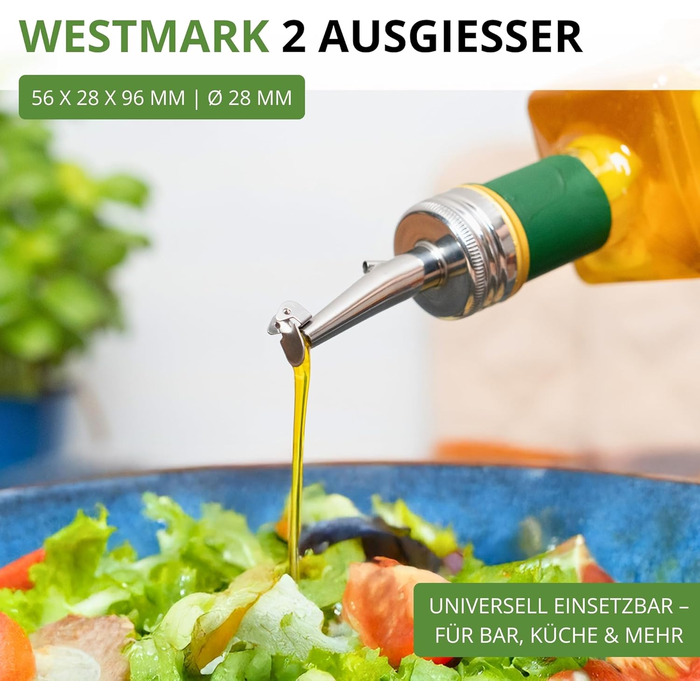 Виливає для пляшок Westmark 3 Spirituosen-/Öl-Ausgießer, нержавіюча сталь, Ø 28 мм, з клапаном, з повітряною трубкою, 3 шт.