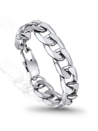 Чоловічий браслет-ланцюг PROSTEEL з нержавіючої сталі, класичний панцирний стиль, сріблястий (23 см, ширина 13 мм)