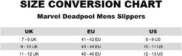 Тапочки Deadpool Marvel для дому, дорослі | Червоні пантофлі з принтом маски | Супергеройські тапочки Marvel Comics 43/44 EU