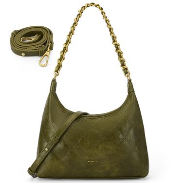 Сумка жіноча через плече крос-боді, PU шкіра, міні Hobo Bag, оливково-зелена - трендова сумка для побачень, вечірок, прогулянок