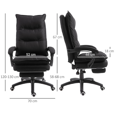Vinsetto Office Chair with Massage Function, Ergonomic Desk Chair with Recline and Swivel Features, and Footrest, Black