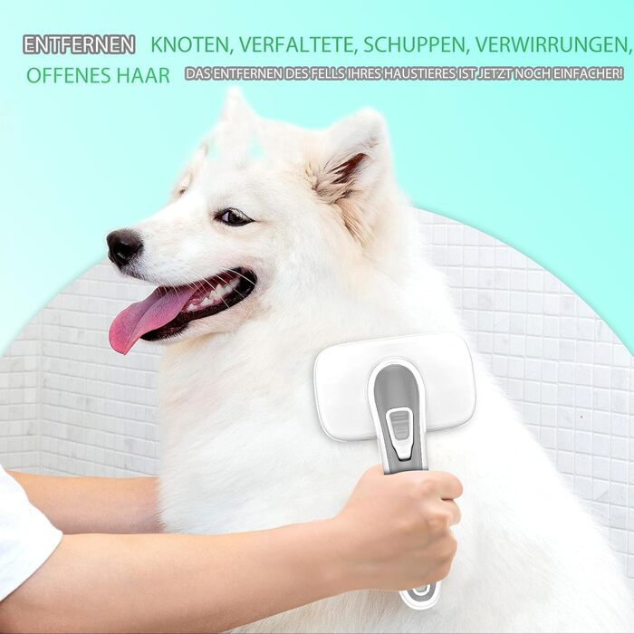 Щітка для собак та котів, самоочисна, для вичісування підшерстка та відмерлого волосся, підходить для довгошерстих та короткошерстих порід, делікатно впливає на шкіру, зменшує випадання шерсті, зелена