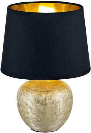 Настільна лампа Reality Leuchten Luxor, кераміка, золото, E14, 18x18x26 см, чорно-золота