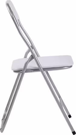 CLP Folding Chair Felix I Padded Folding Chair with Faux Leather Upholstery, Color: (White/Silver)