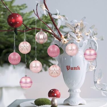 Набір новорічних кулічок Bluelves, 16 шт., рожеві, 6 см, пластик. Декор ялинки, прикраси для ялинки