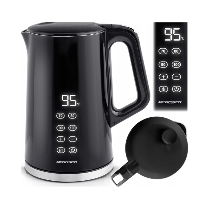 Електричний чайник Berdsen з регулюванням температури, 2200 Вт, сенсорна панель, 1,7 л