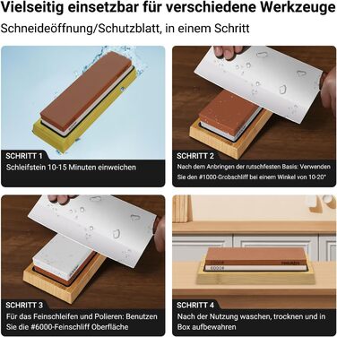 Набір точильного каменю Schleifstein 400/1000 та 1000/6000 з підставкою, для заточування ножів, японський точильний камінь