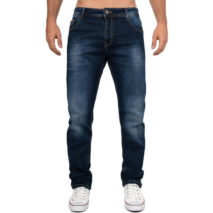 Чоловічі джинси Cipo & Baxx: стильні темно-сині джинси з еластаном, 5 кишень, контрастна вишивка (31W/34L, розмір 43)