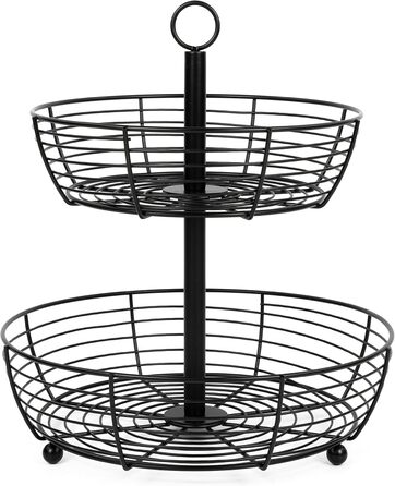 Стійка для фруктів Auroni Infinite 2 яруси, чорний матовий, діаметр 29 см, висота 33 см