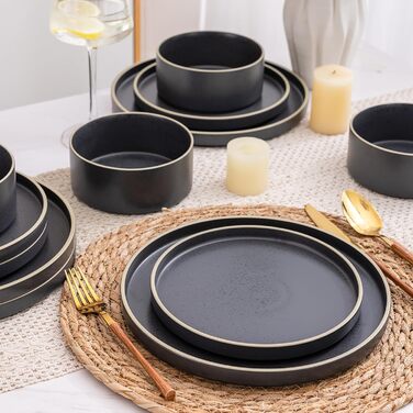 Набір посуду LeRatio для 6 осіб, 18 предметів, кераміка, стійкий до подряпин, сірий та білий (18 предметів)