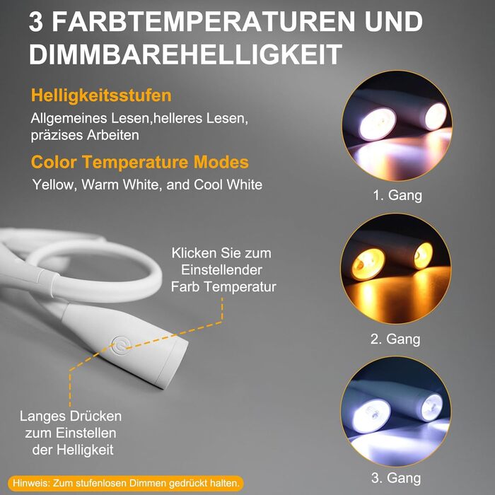 Ліхтар на шию для рукоділля Lumi Crealis: лампа для в'язання, читання, шиття, ремонту з регульованою яскравістю (3 кольори, 9 рівнів)