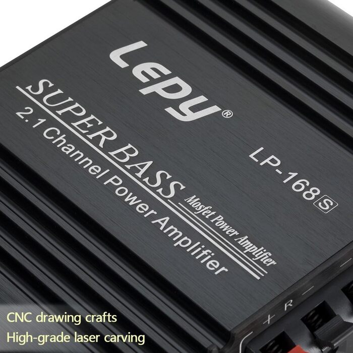Автоусилювач DollaTek LEPY LP-168S 2.1CH Hi-Fi з сабвуфером, стерео підсилювач для авто, мотоцикла та домашньої акустики, LED-підсвітка, супер бас