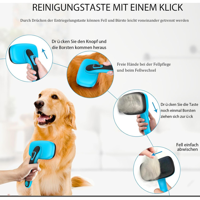 Щітка для собак та котів - самоочисна, легка у чищенні, зменшує випадання шерсті, видаляє волосся. Підходить для великих, середніх та маленьких тварин з довгою та короткою шерстю. Зелена (блакитна, 3 шт., нові)